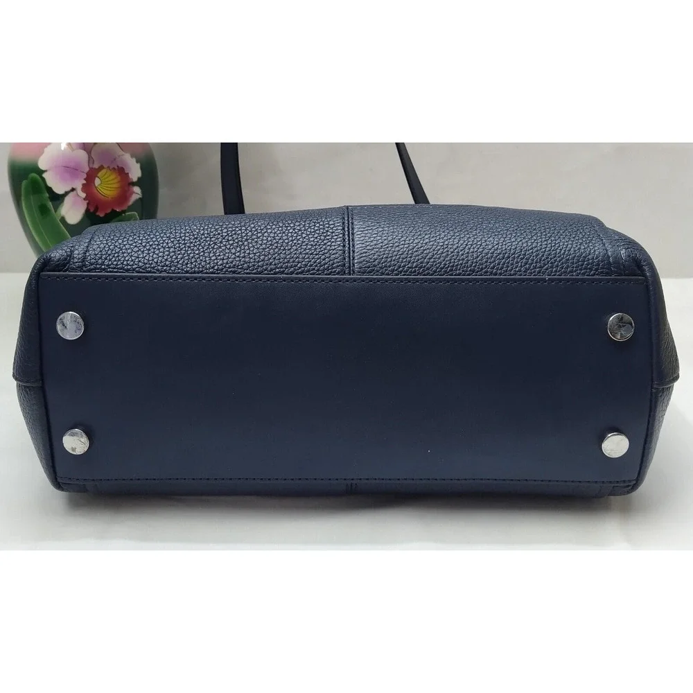 Michael Kors Molly Blue Pebbled Leather 3 Compartments Shoulder Bag
